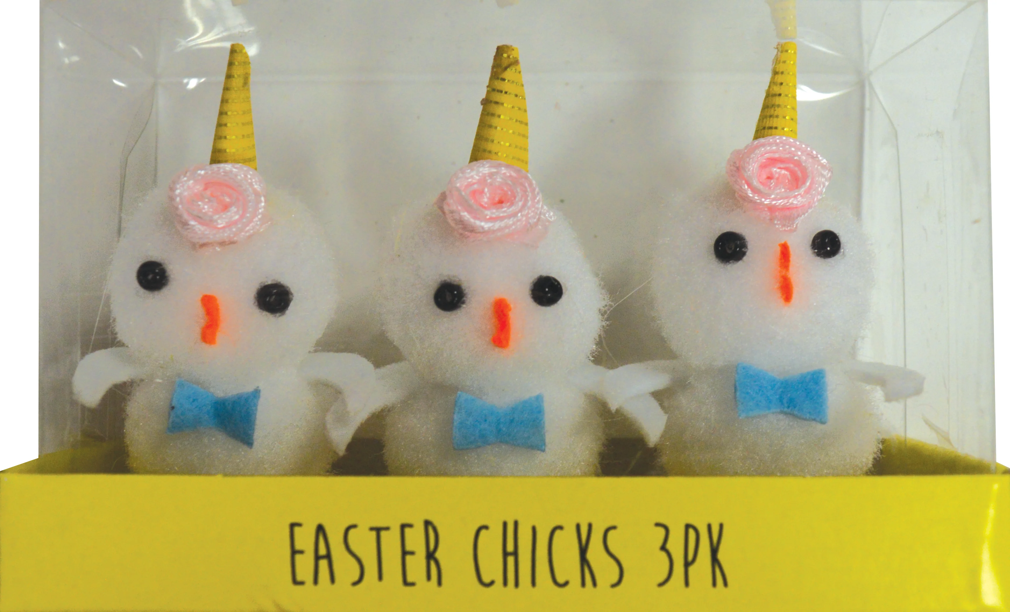 EASTER CHICK W UNICORN HRN 3PK