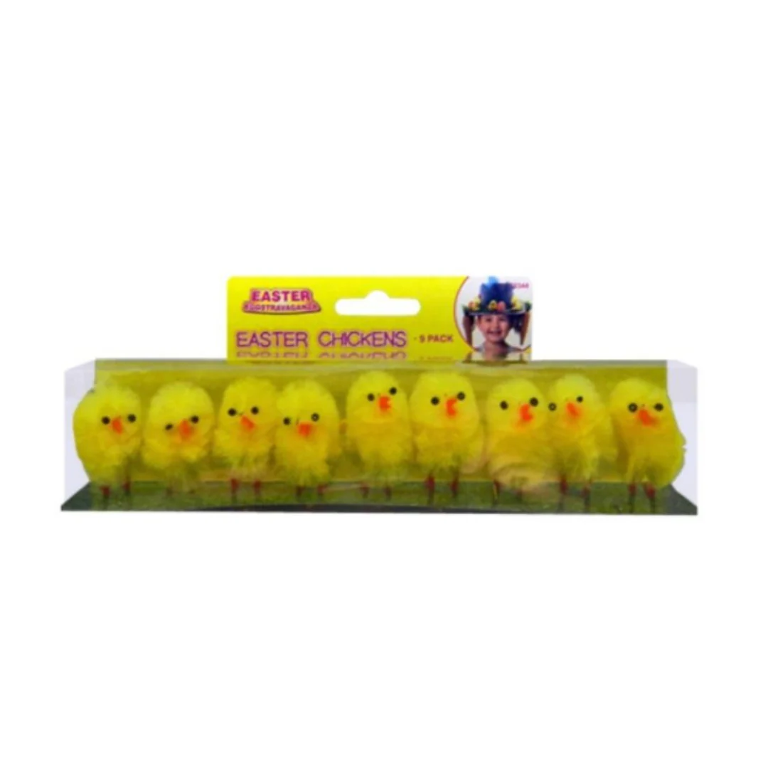 Easter Chicken 9pc Medium 4cm Yellow