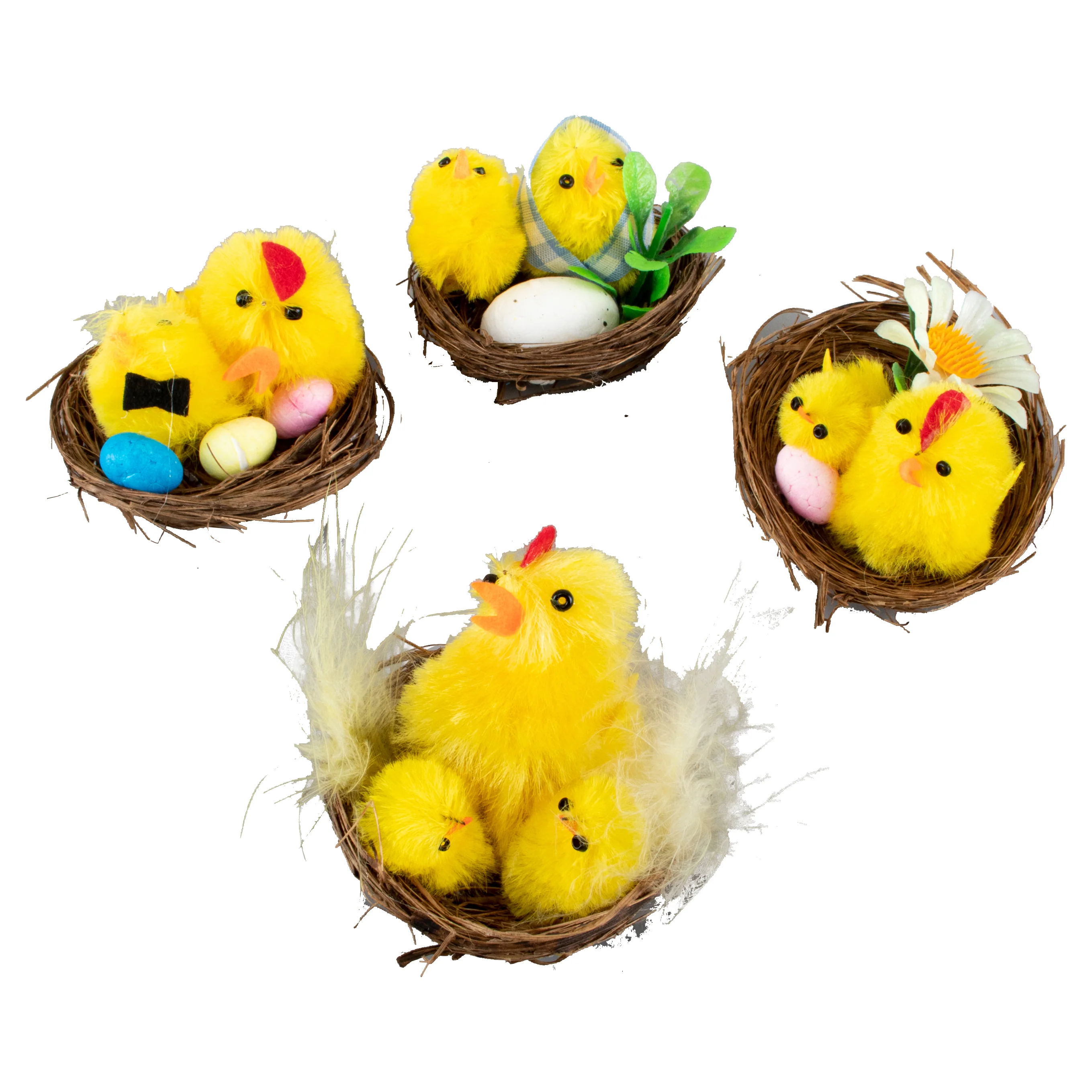 Easter Chicken In Nest 1pc 6cm 4 Assorted Styles