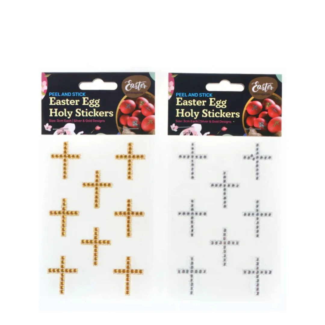 Easter Egg Stickers Holy 3cm Each Silver & Gold