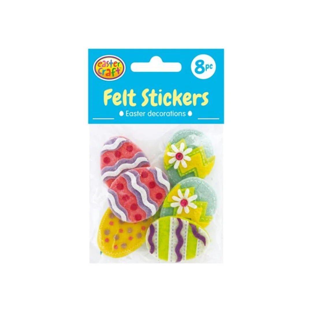 Felt Decorated Egg Stickers 8pc 4 Assorted Design
