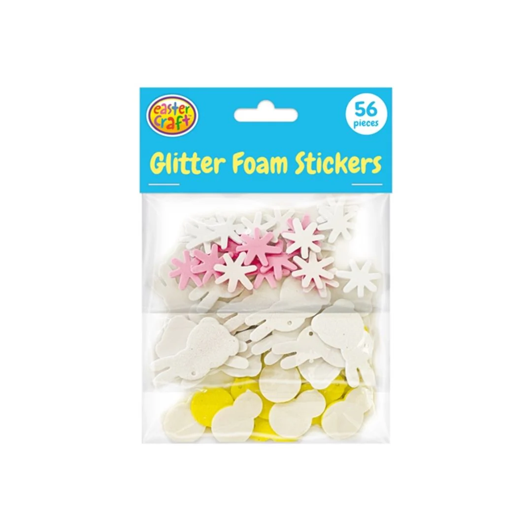 Foam Glitter Stickers 56pc Splats, Bunnies and Chicks Pack