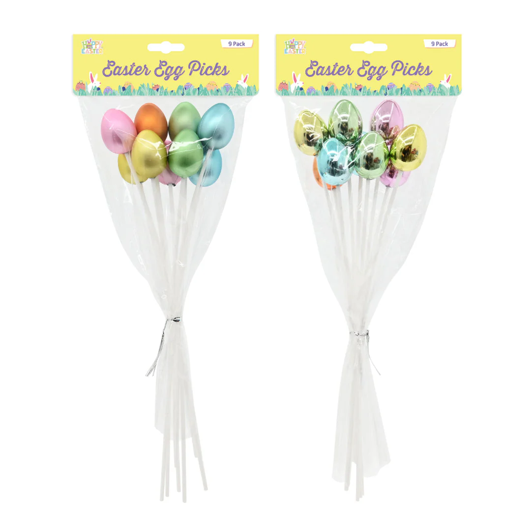 Easter Metallic Egg Pick 30cm 9pk Assorted - Image 4