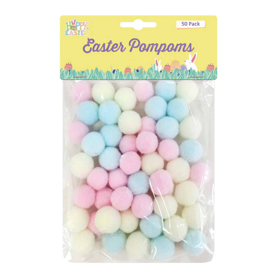 Easter Pom Pom Mix 50pk Assorted - Image 2