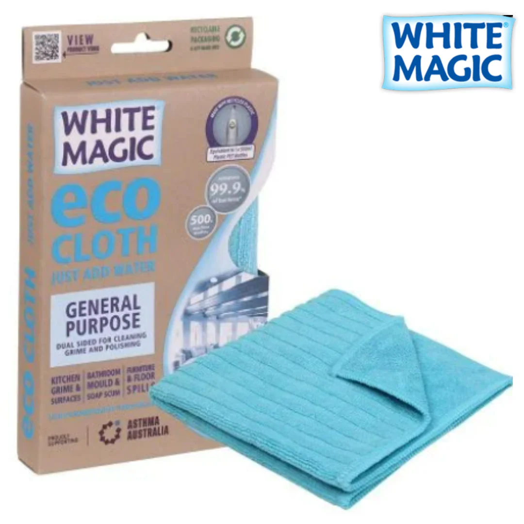 White MagicMicroFibre General Purpose Eco Cloth Retail with recycled yarn fabric