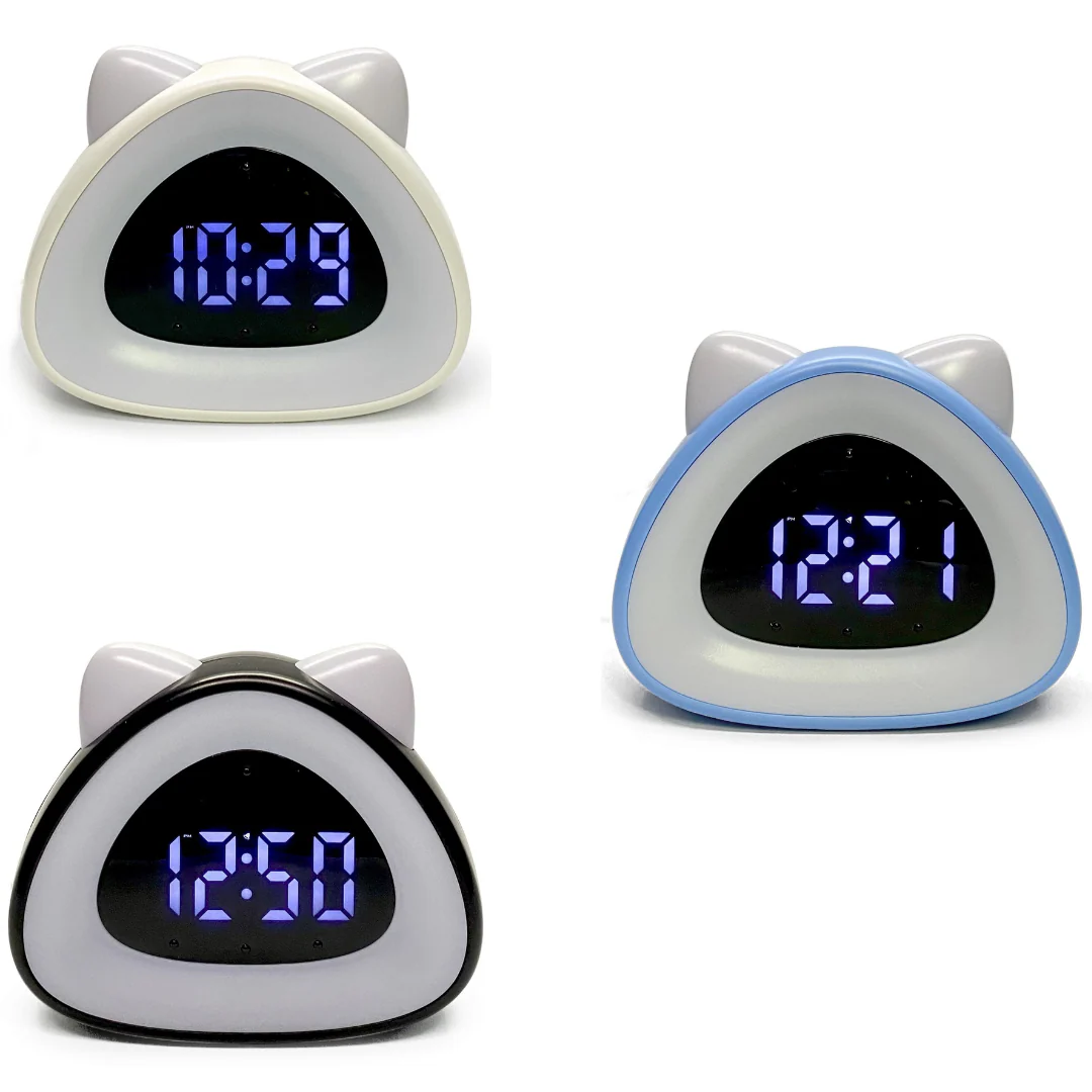 Eurie Cat Ears Sunrise Light Digital Alarm Clock 13x6.5x11cm Assorted