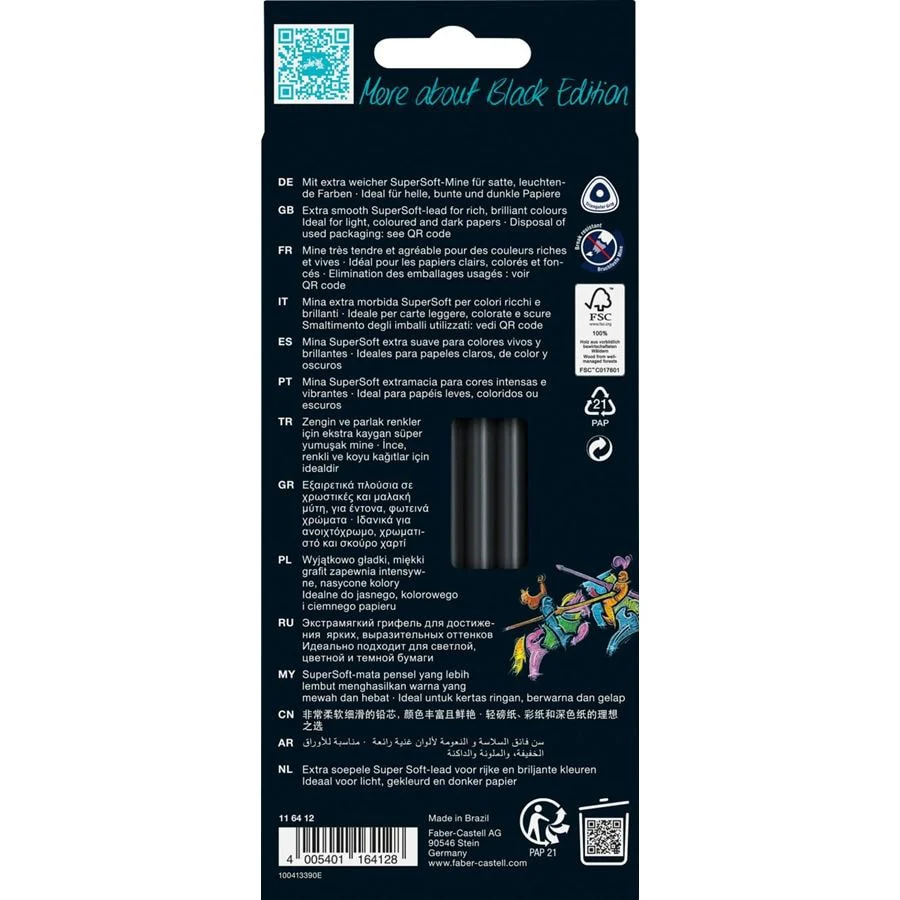 Faber Castell Black Edition Colour Pencils, Assorted – Pack of 12 - Image 2