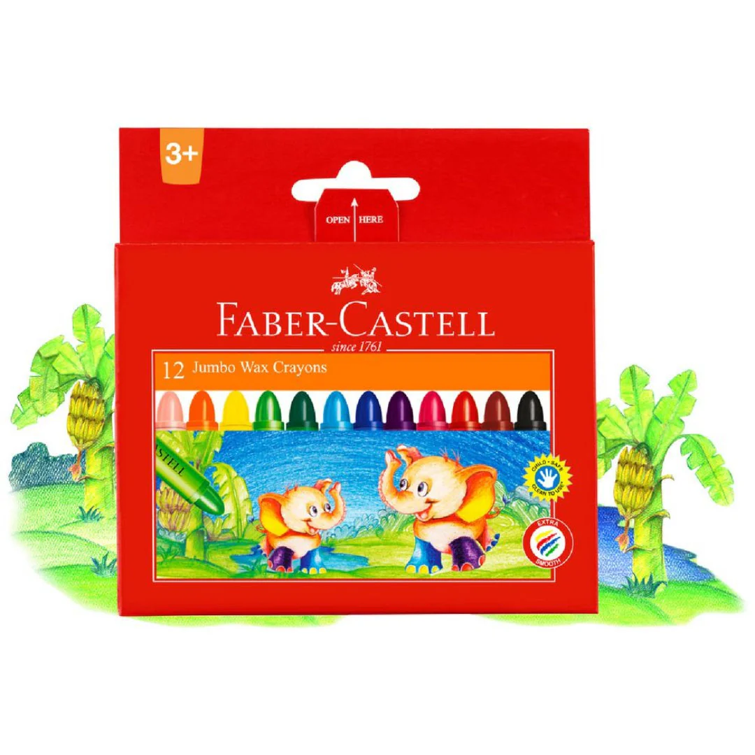 Faber Castell Jumbo Wax Crayons, Assorted – Pack of 12 - Image 5