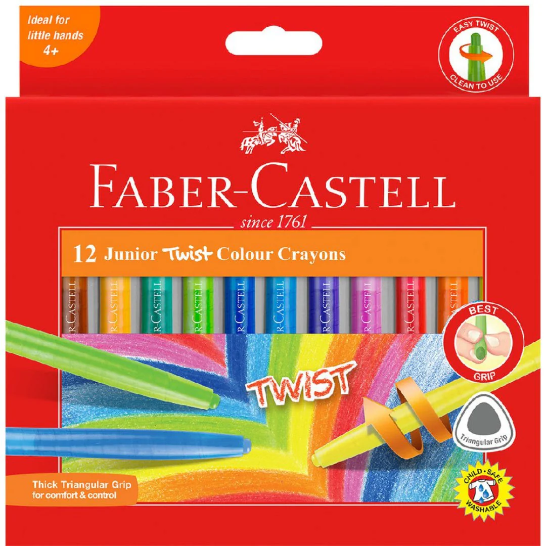 Faber Castell Junior Triangular Twist Wax Crayons, Assorted – Pack of 12 - Image 5