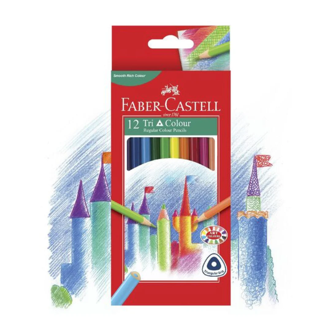 Faber Castell Triangular Colour Pencils Assorted Pack of 12 - Image 2