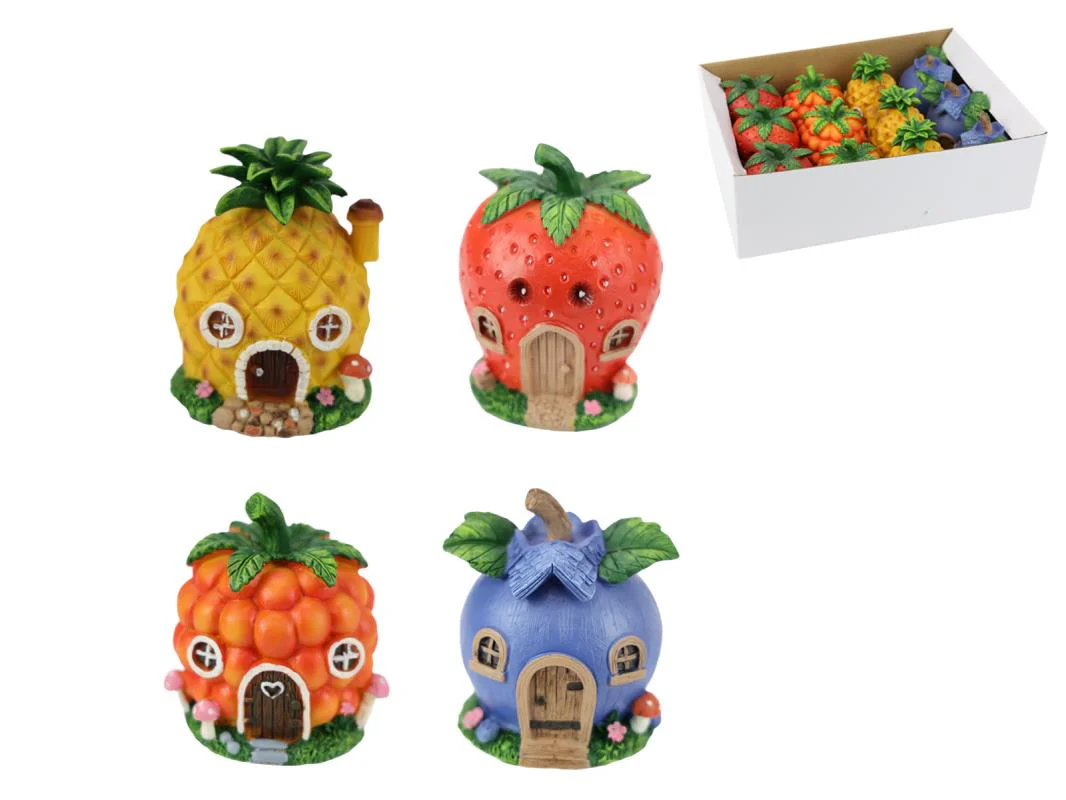 Fairy Fruit Houses 4 Ass 12=Display 9cm