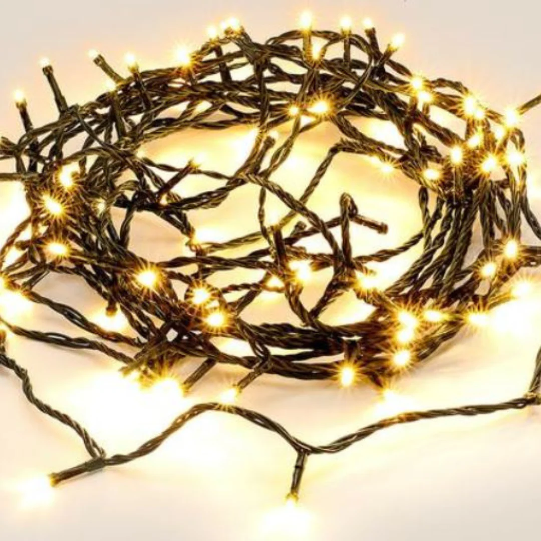 360 LED Fairy Light Chain - Dark Green Cable - Connectable - Warm White