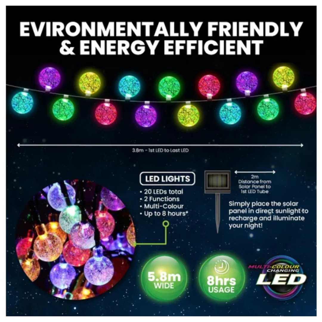 Fairy String Light Solar Ball Bubble 20 LED - Image 4