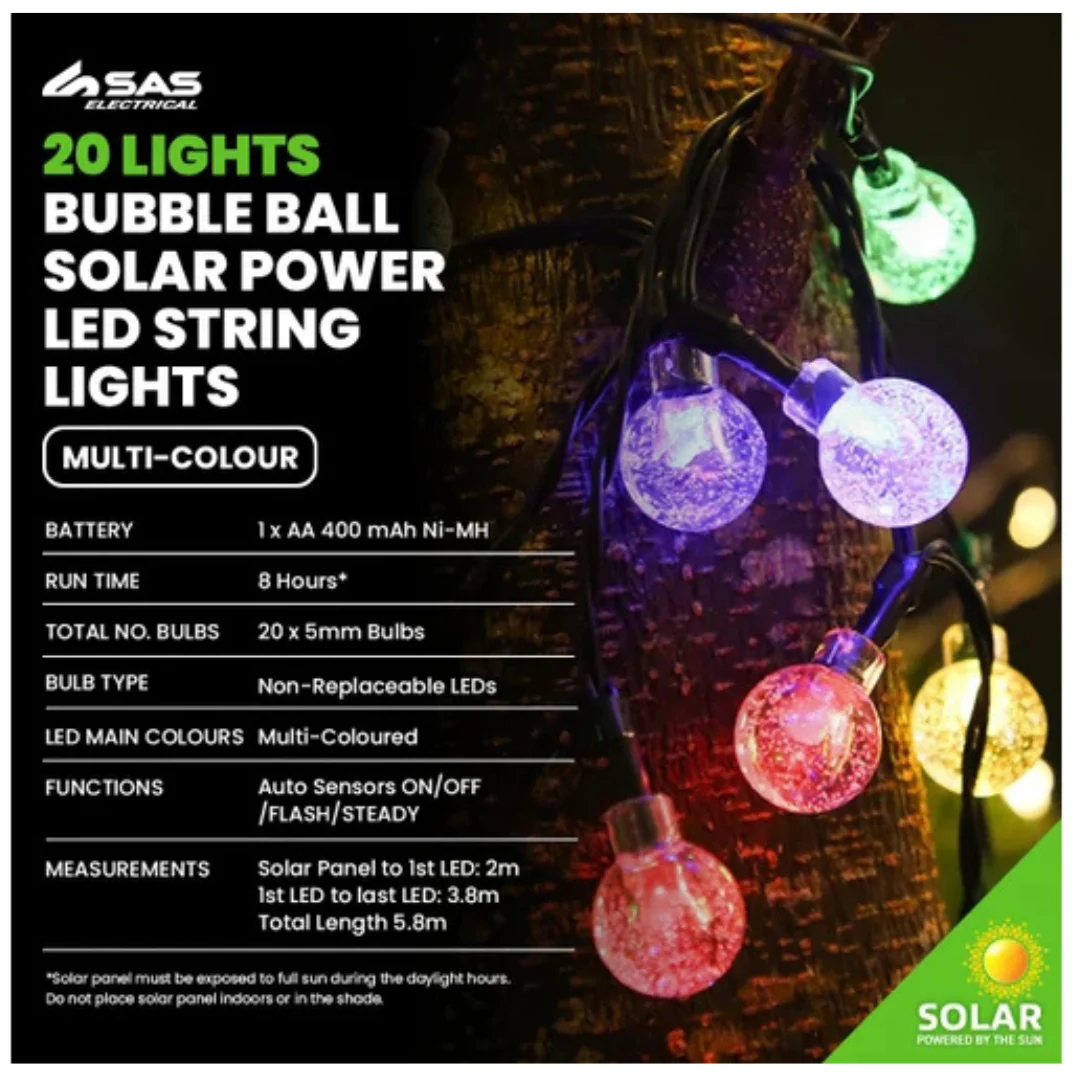 Fairy String Light Solar Ball Bubble 20 LED - Image 7