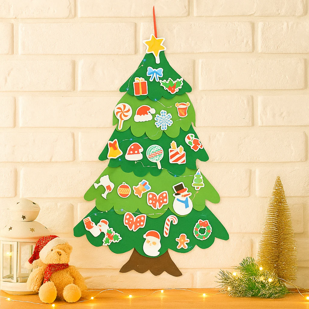 Felt Light Up Wall Tree DIY 24 Decos Battery Operated
