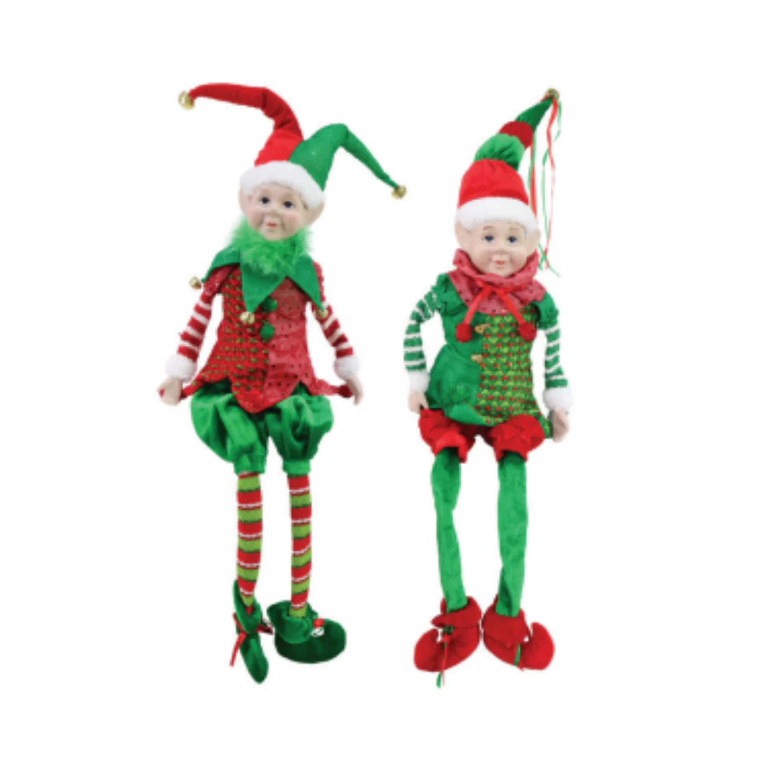 Festive Elf Long Legs 73cm Red Green Assorted
