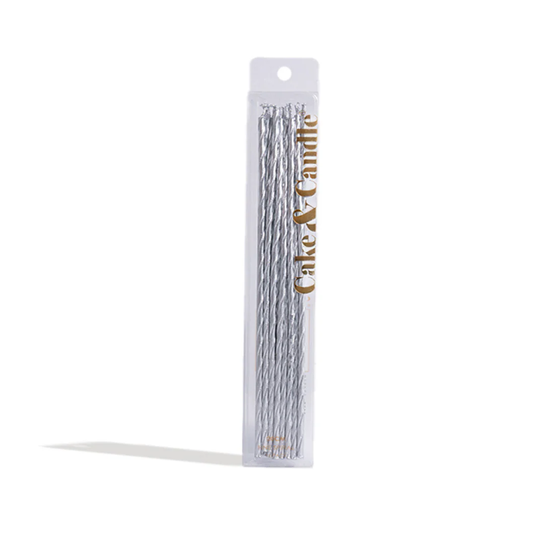 Fine Spiral Cake Candles 20cm Silver 16pk - Image 3