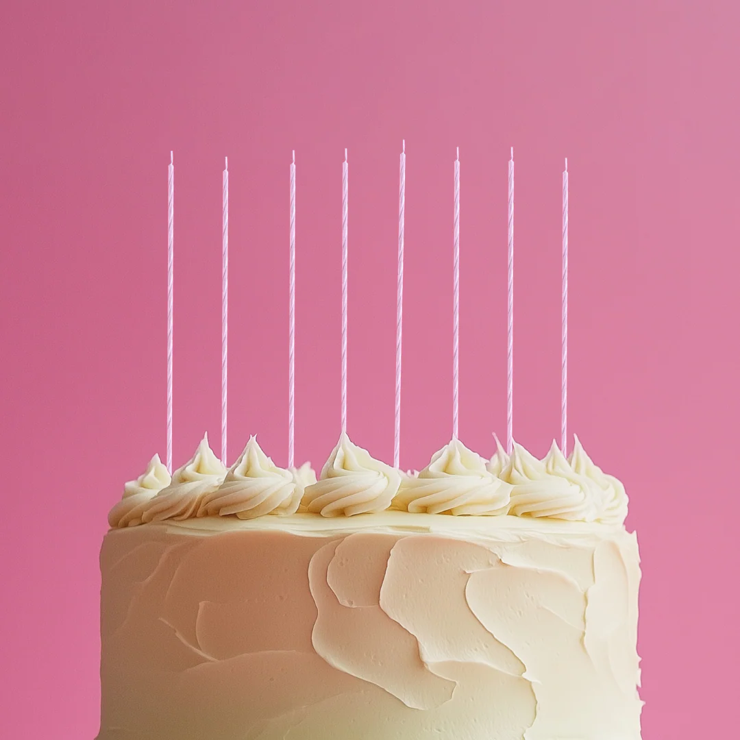 Fine Spiral Cake Candles 20cm White 16pk
