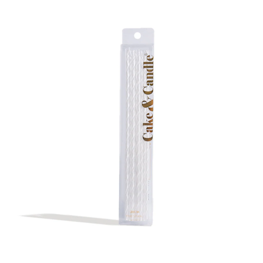 Fine Spiral Cake Candles 20cm White 16pk - Image 3