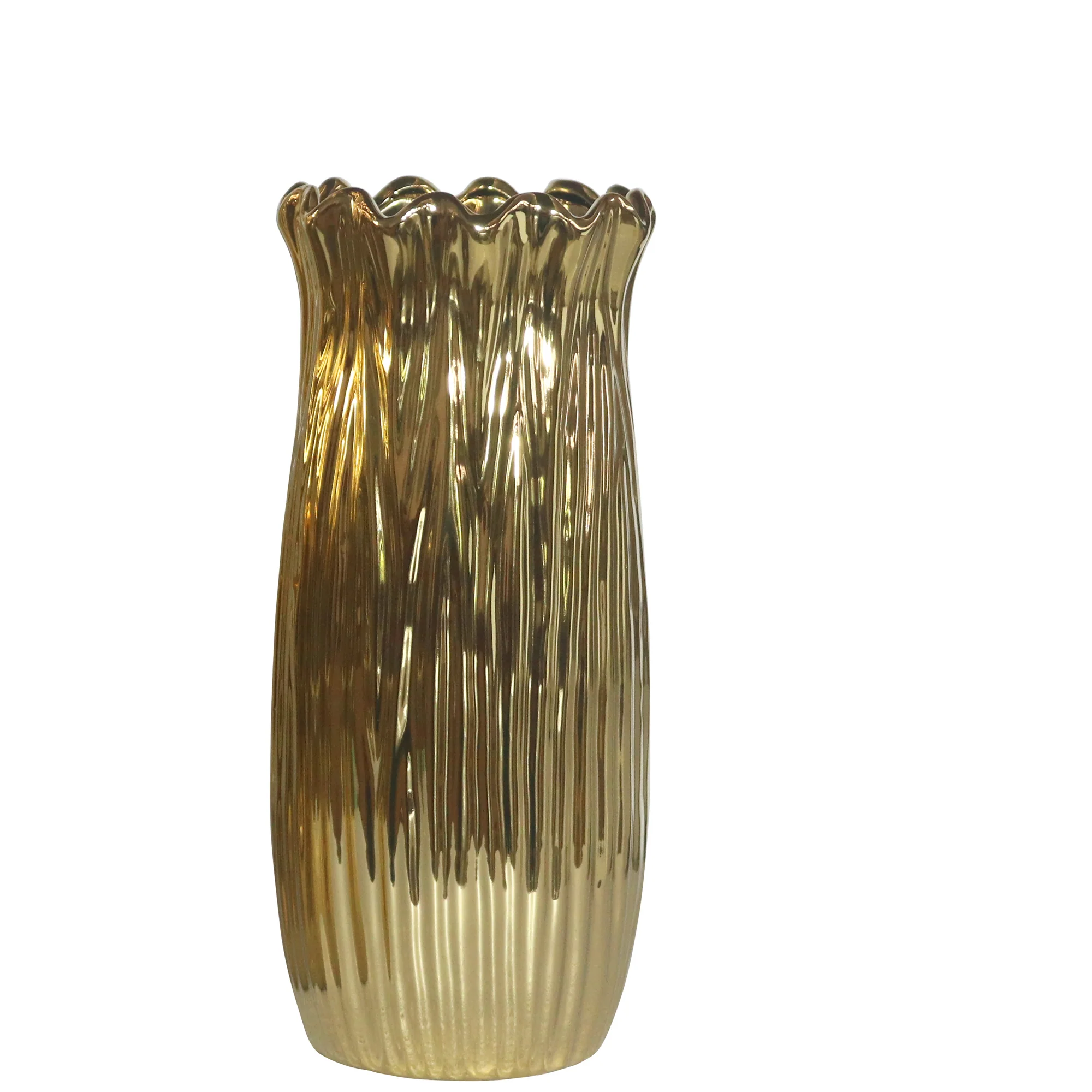 Flora Ruffle Vase 13x30cm Gold