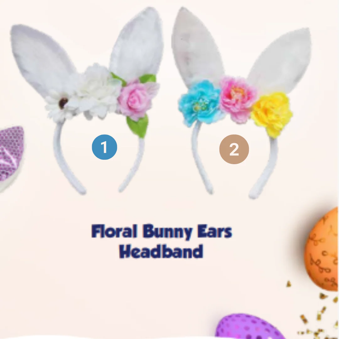 Floral Bunny Ears Headband Asst