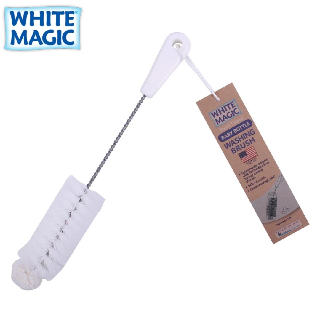 Foam Tipped Baby Bottle Washing Brush White Magic
