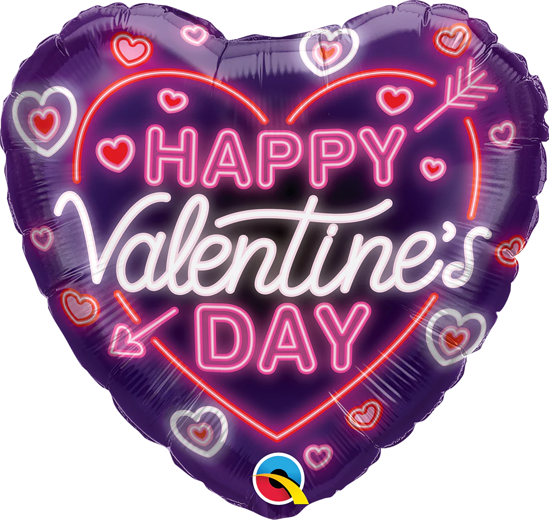 BLN FOIL 45cm HRT VALENTINES DAY NEON GLOW