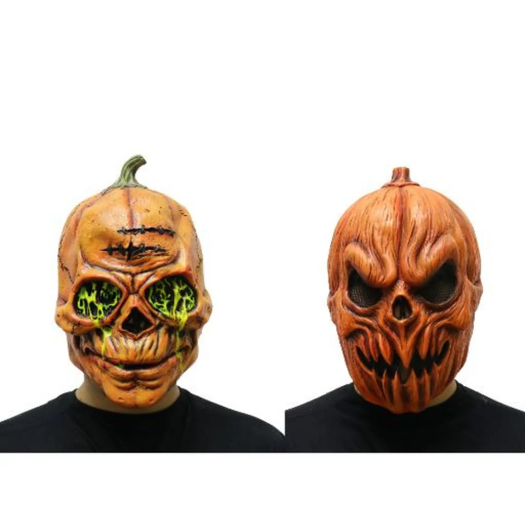 Full Head Pumpkin Latex Mask 2 Asstd
