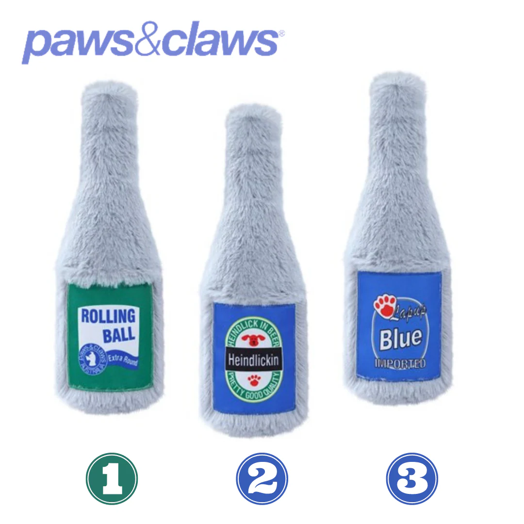 Furry Beer Bottle Plush 22X8cm 3 Assorted