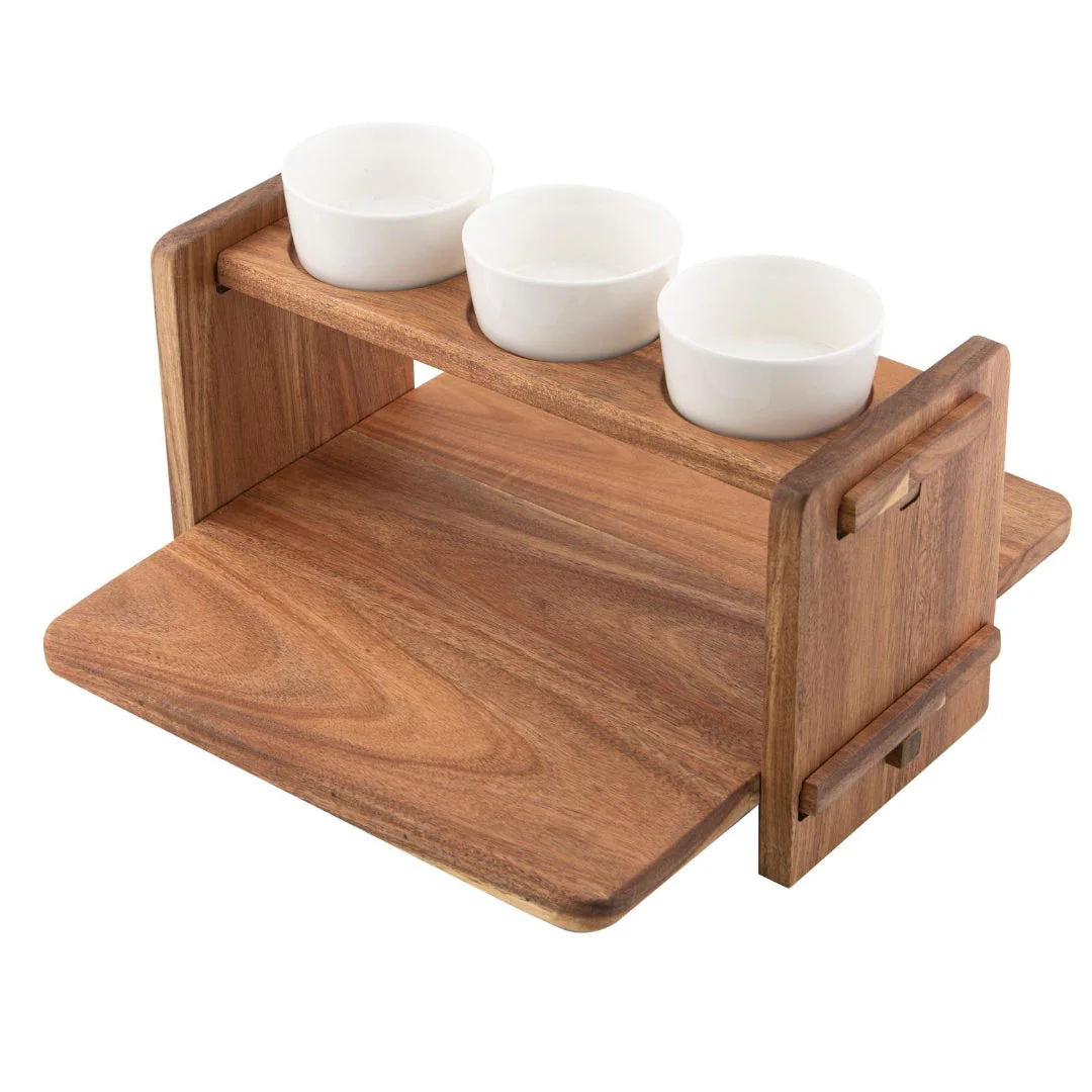 Gather Acacia 2 Tier Serving Bowl with 3 Bowls