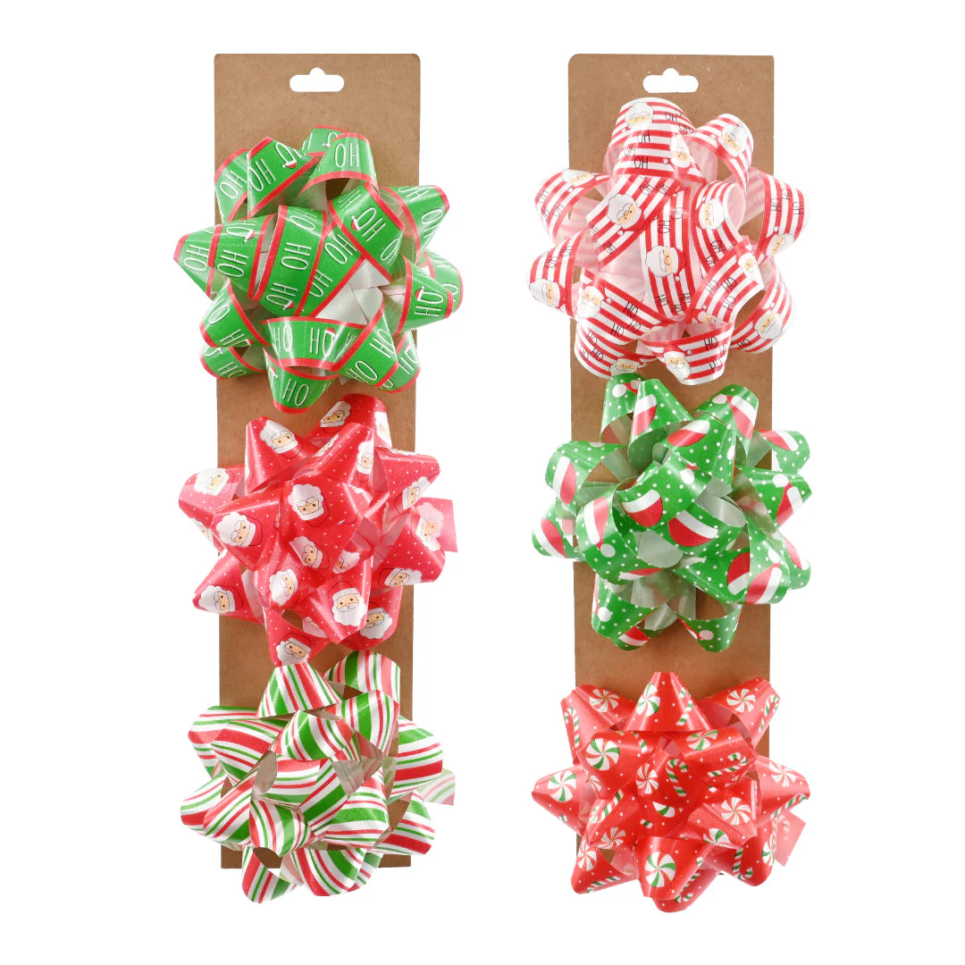 Gift Bows Printed 3pk Assorted