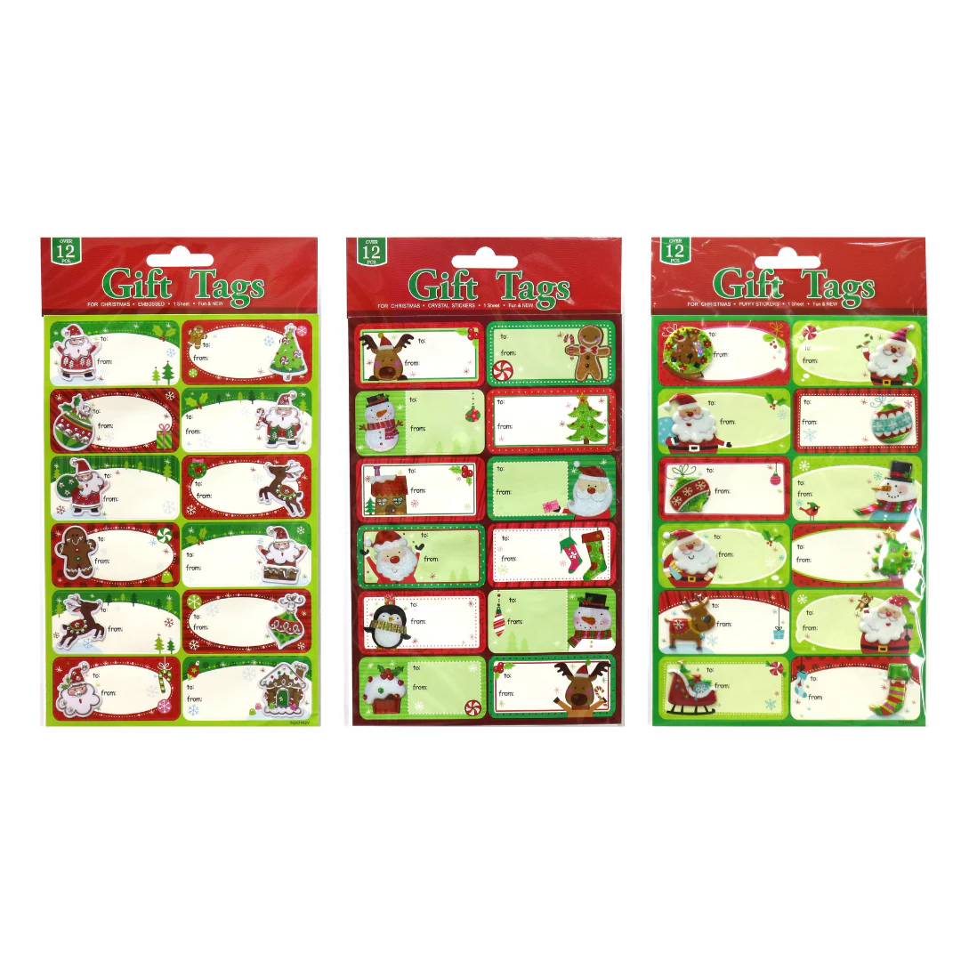 Gift Tags S/Adhesive Deluxe 12pk