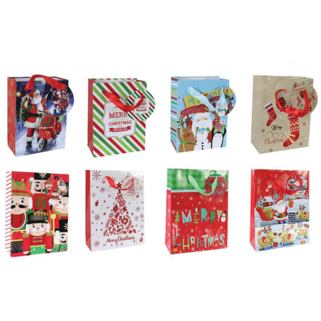 Giftbag Xmas Printed Med Mega Mix Assorted
