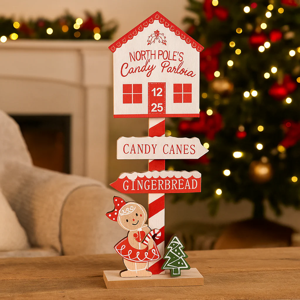 Gingerbread Candycane Direction Sign