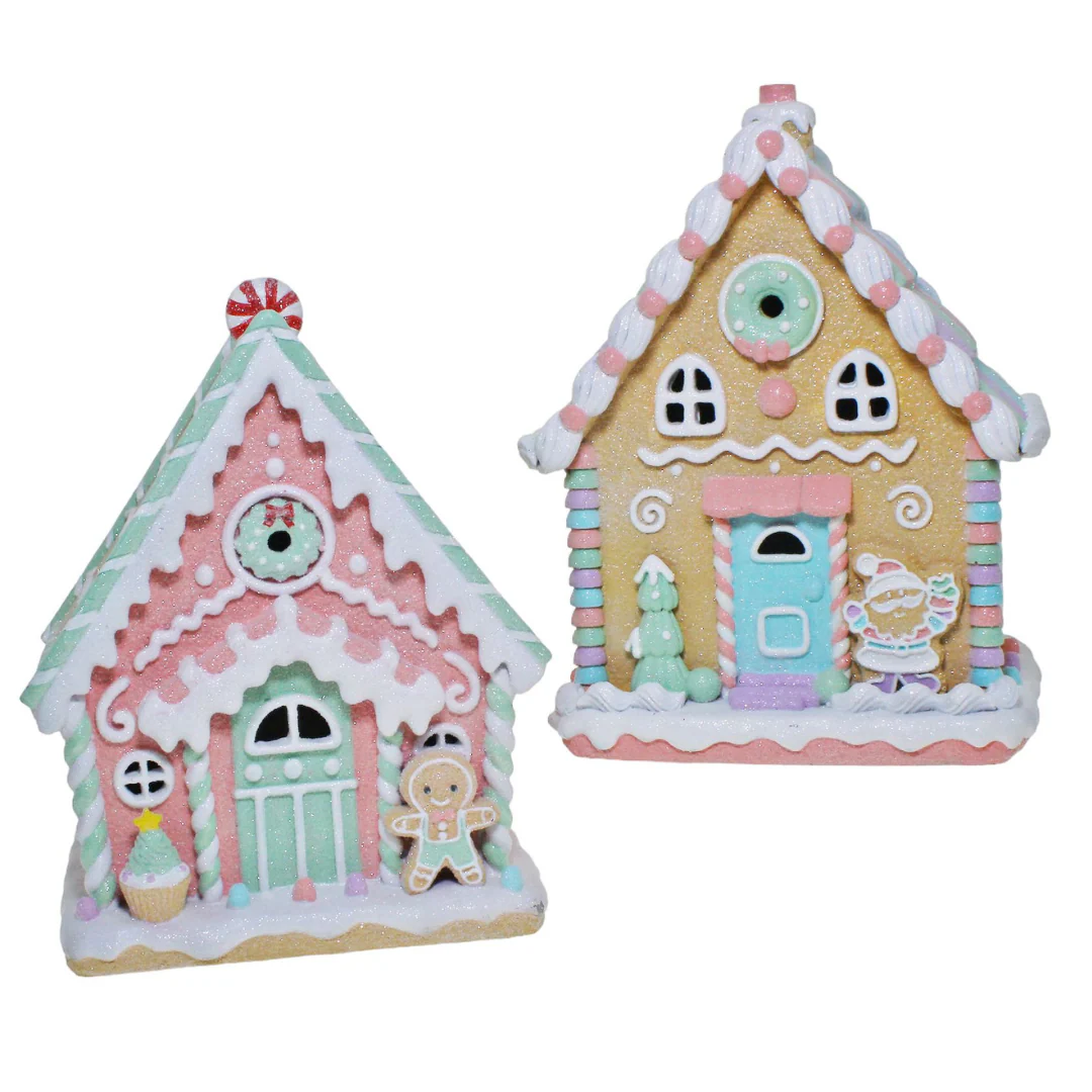 Gingerbread Houses Led 25Cm 2 Assorted