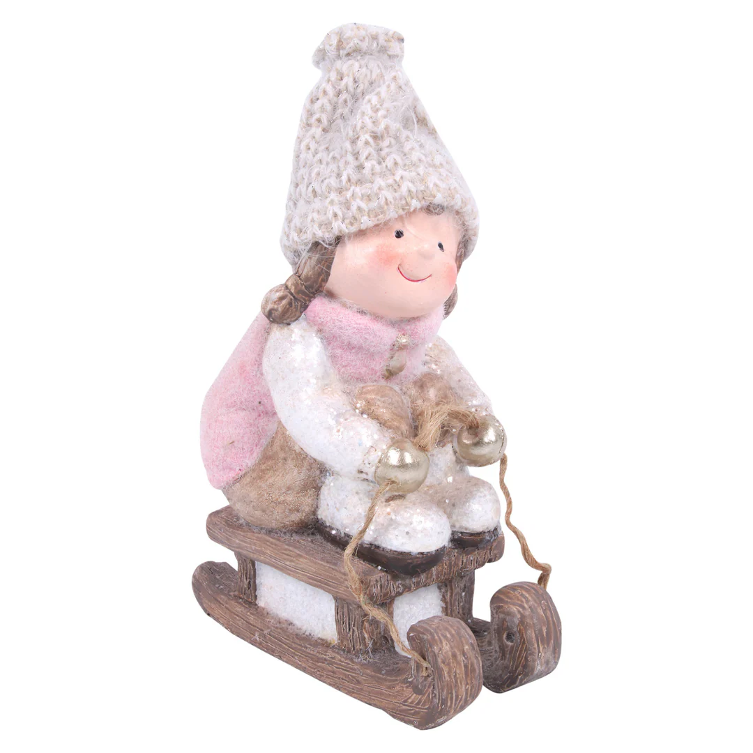 Girl On Sleigh 13.5X8X23Cm