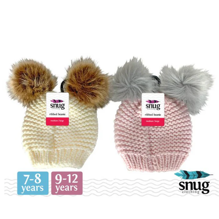 Girls Double PomPom Beanie Assorted