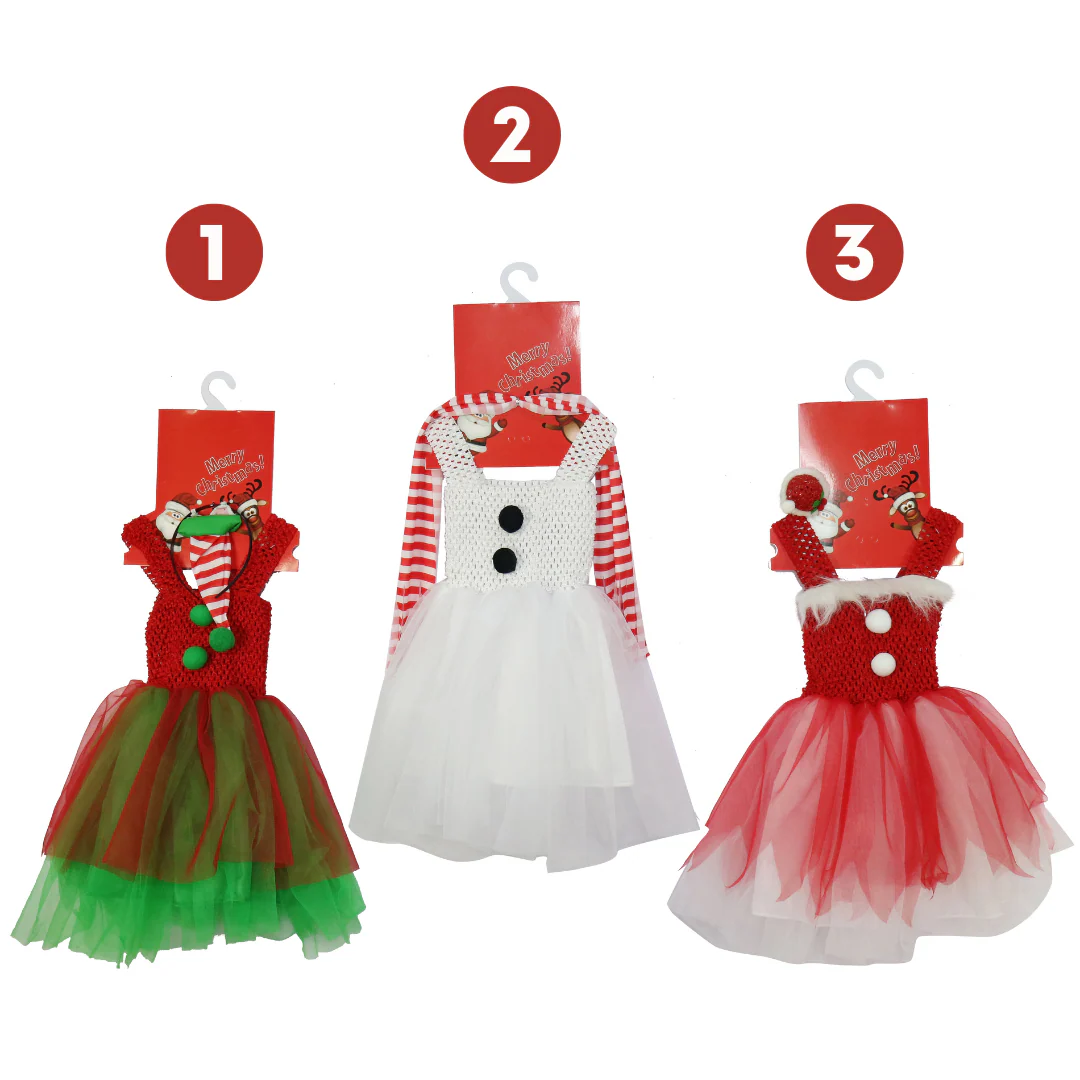 Girls Fancy Dress 2pc 3 Asstd