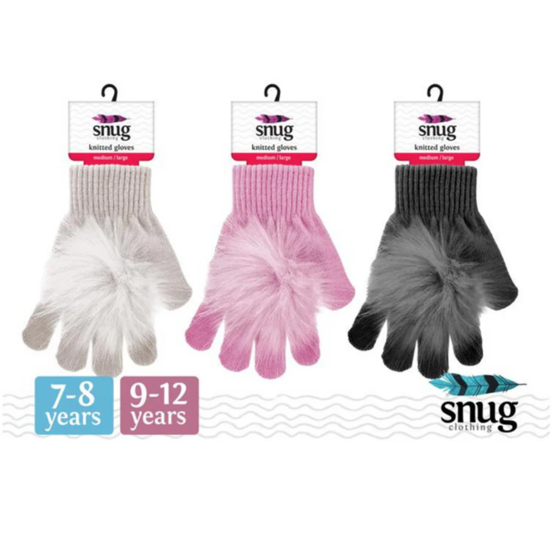 Girls Gloves with PomPom & Cuff Assorted
