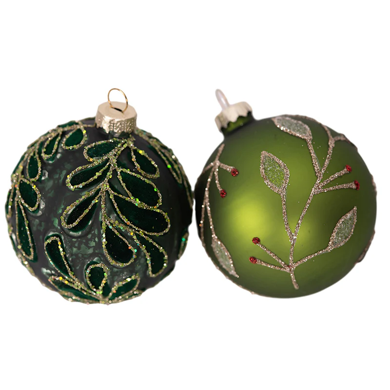 Glass Bauble 8cm Emerald Assorted - Image 2