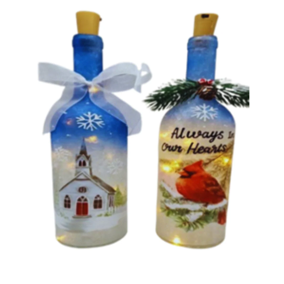 Glass Bottle With Lights Main Material 29cm Assorted