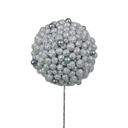 Glitter Ball Pick 12cm Silver Glitter with 30cm Pick 12cm