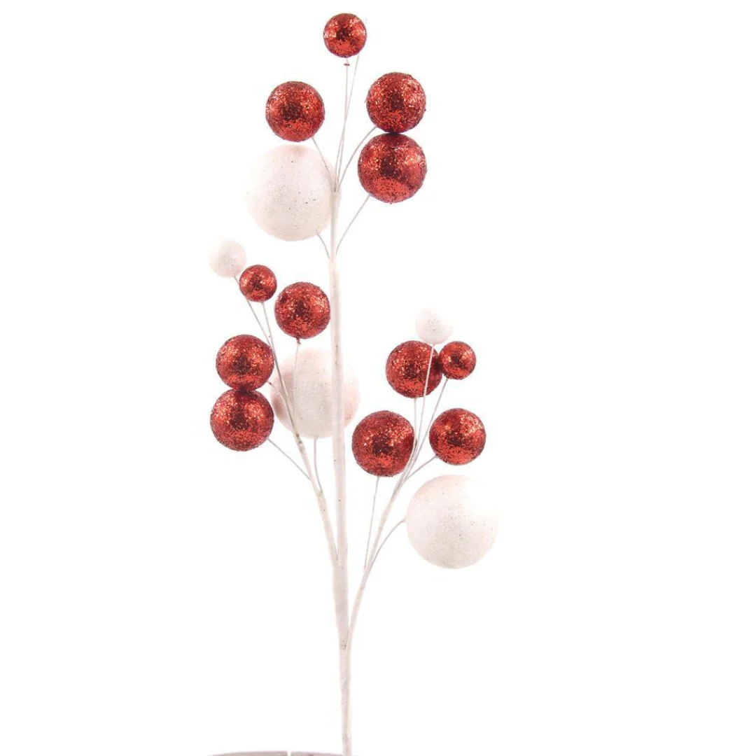 Glitter Ball Pick 48cm Red and White