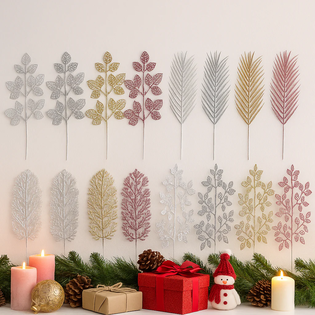 Glitter Leaf Pearl Crystal Pick Assorted