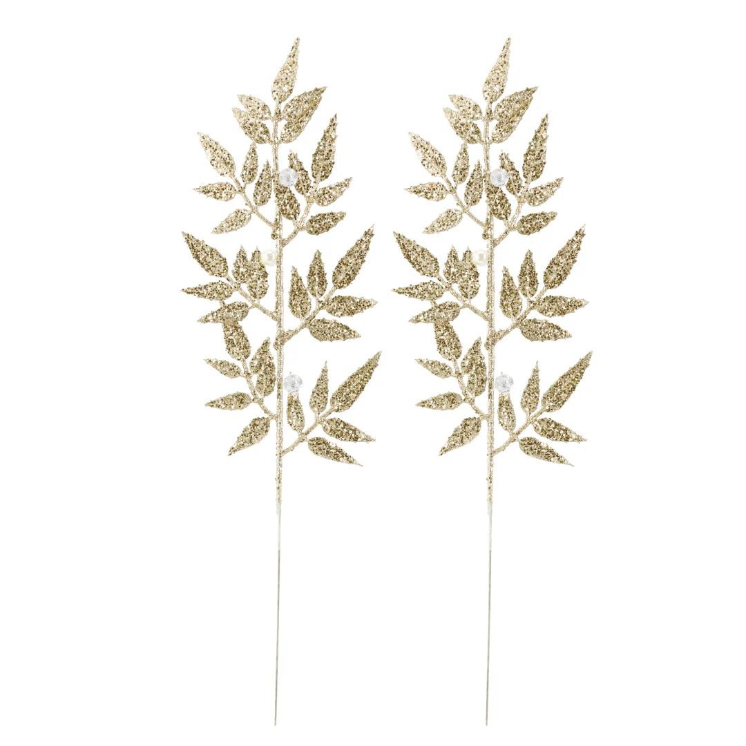 Glitter Leaf Pearl Pick 2pk 40cm Assorted - Image 2