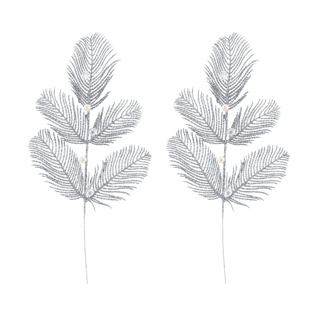 Glitter Leaf Pearl Pick 2pk 40cm Assorted - Image 3