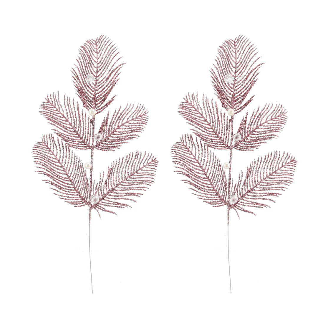 Glitter Leaf Pearl Pick 2pk 40cm Assorted - Image 4
