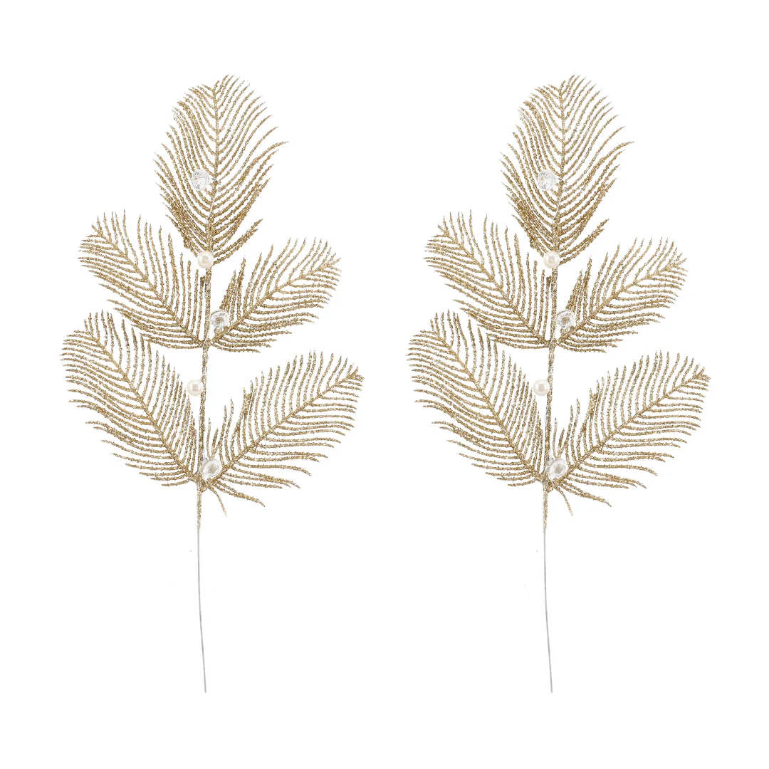 Glitter Leaf Pearl Pick 2pk 40cm Assorted - Image 5