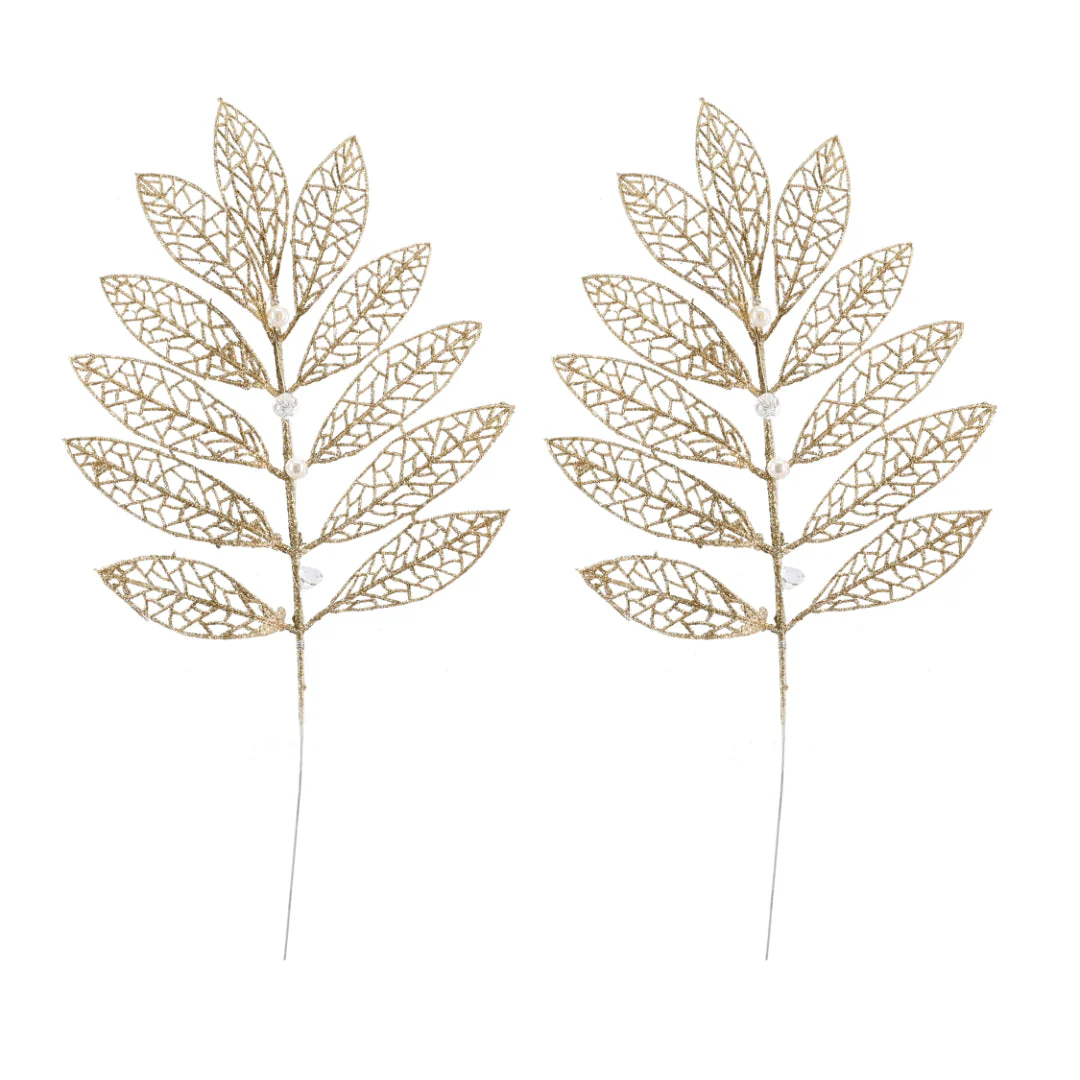 Glitter Leaf Pearl Pick 2pk 40cm Assorted - Image 7