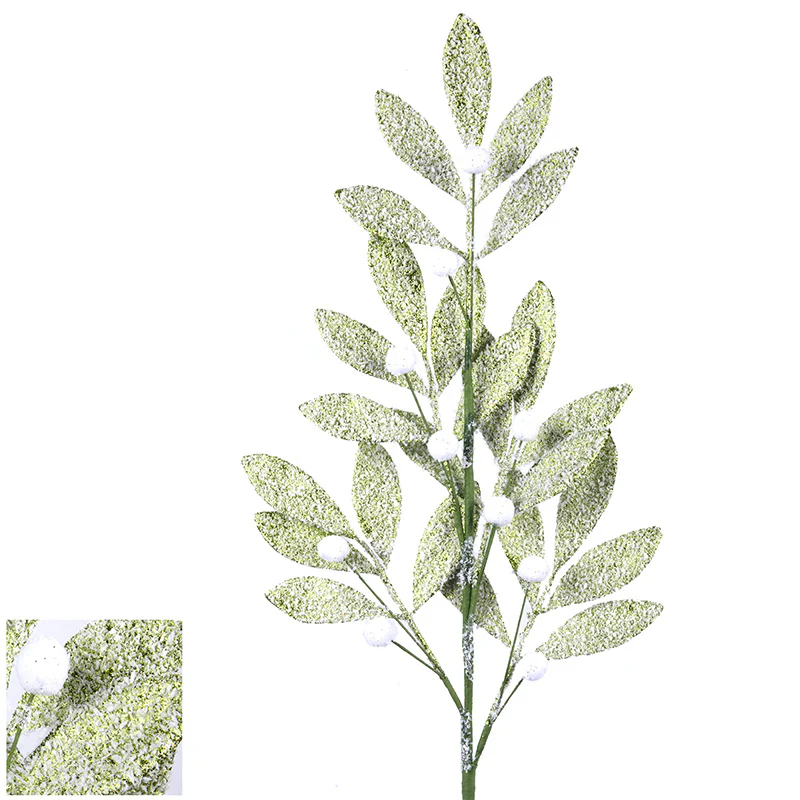 Glitter Leaf Stem Green 68cm - Image 2